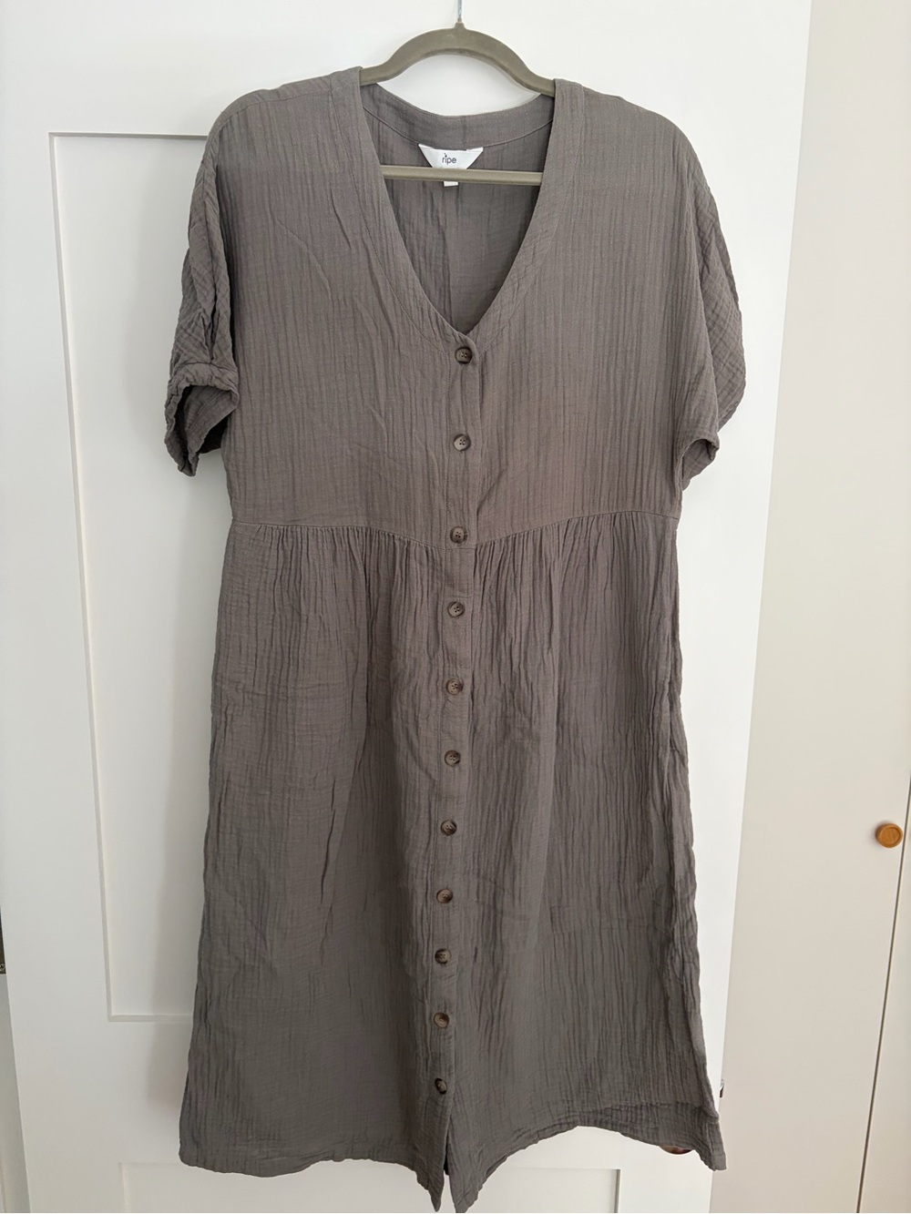 RIPE Maternity  Hunter Alicia Button Through Midi Dress in Sage Size Medium